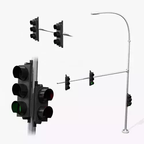 Traffic Light Assembly - Multi-Signal with Street Light
