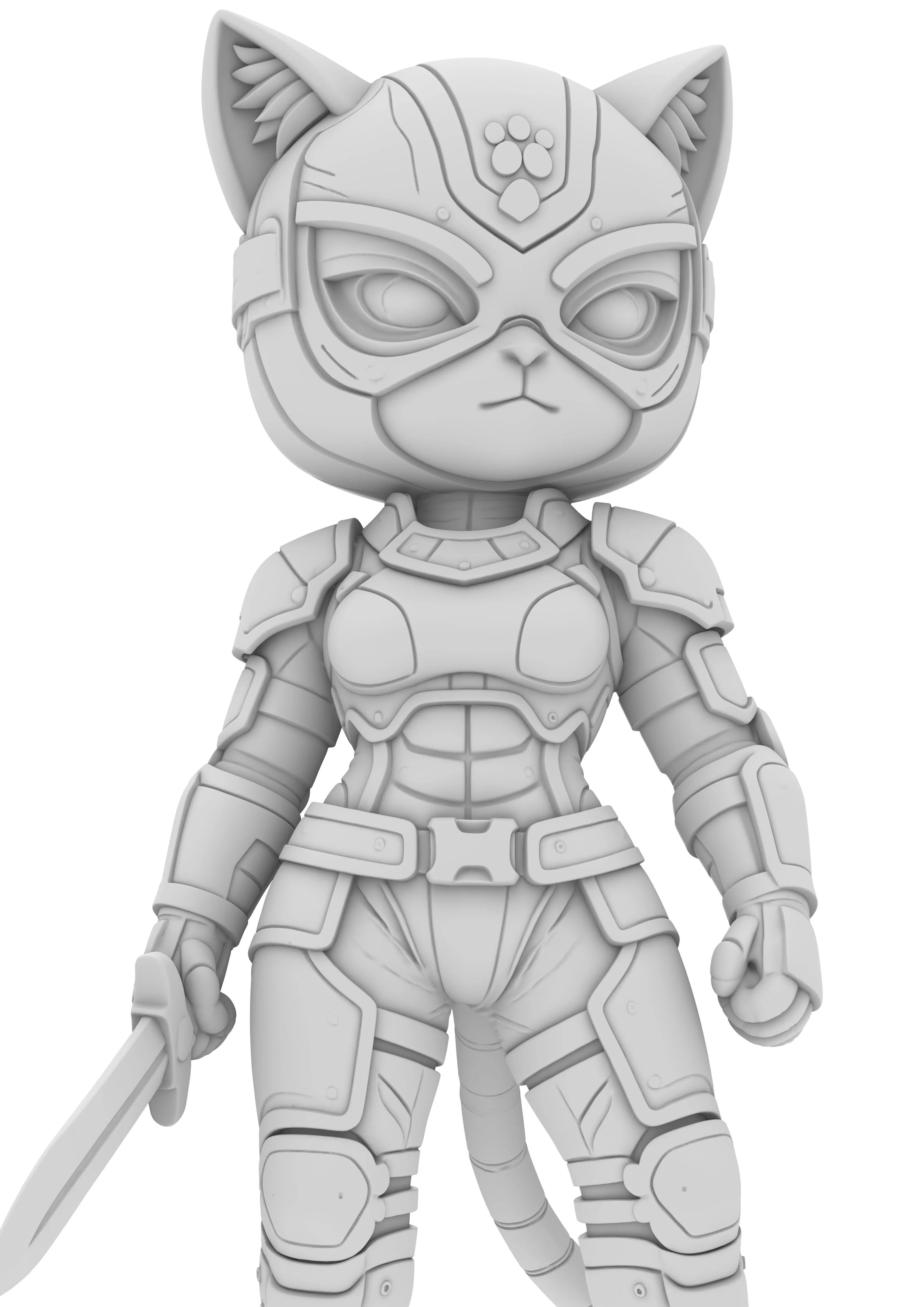 sweet lady chibi wife cat 3D print model