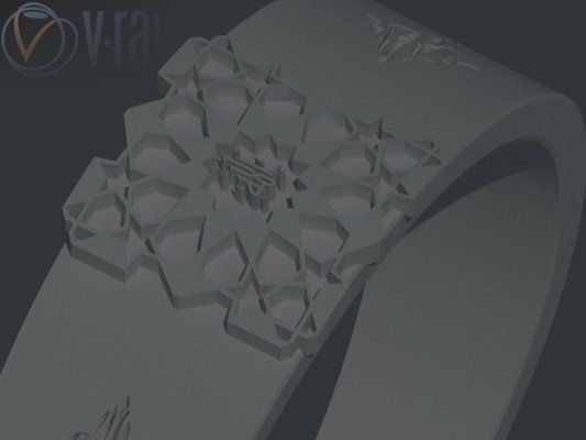 islamic art ring 3D print model_2
