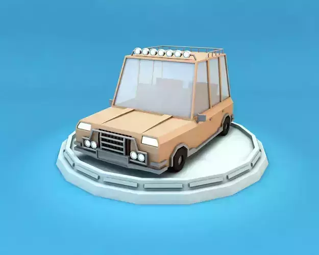 Cartoon Family Car Low-poly 3D model