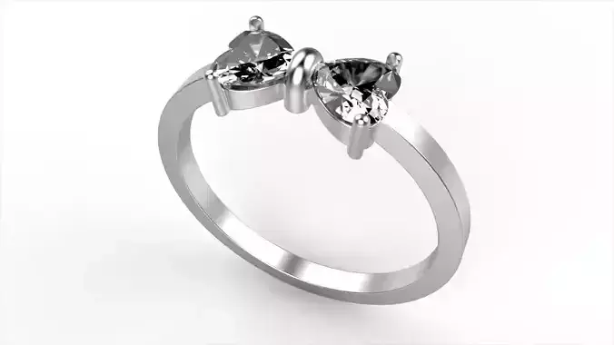 2 Heart Diamond Ring