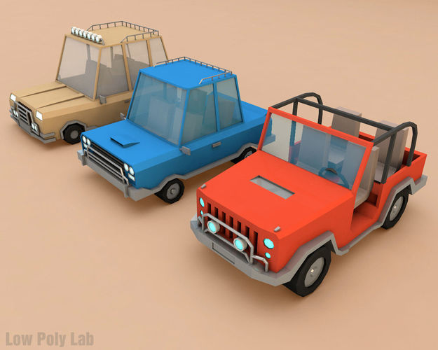 Cartoon City Cars Pack Low-poly 3D model