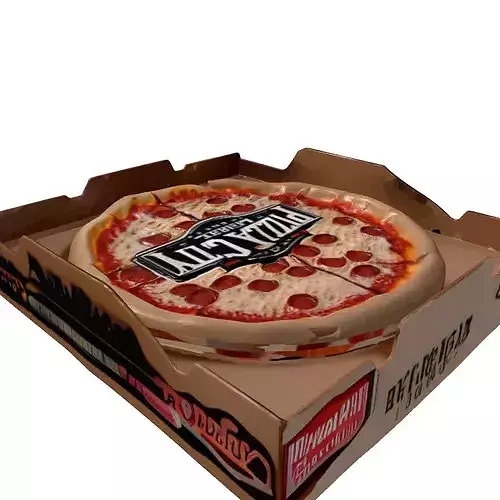 Pepperoni Pizza and Delivery Box 3D model 6