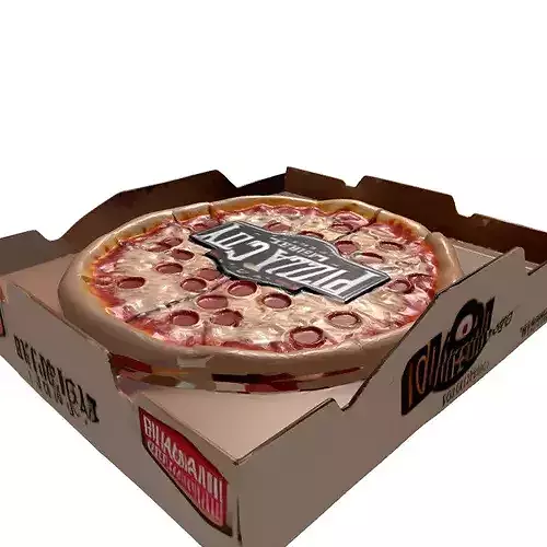 Pepperoni Pizza and Delivery Box 3D model 7