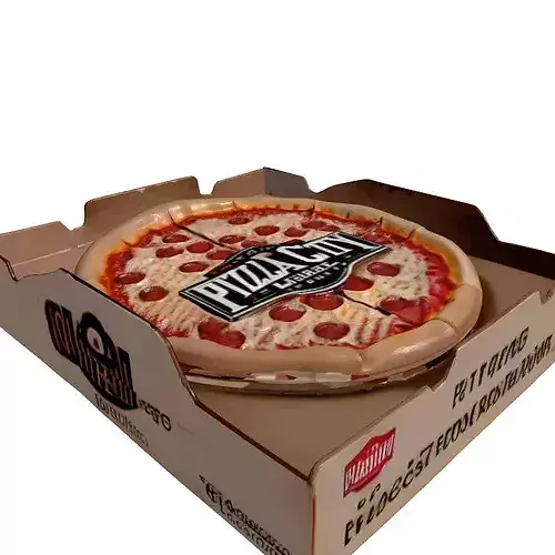 Pepperoni Pizza and Delivery Box 3D model 4