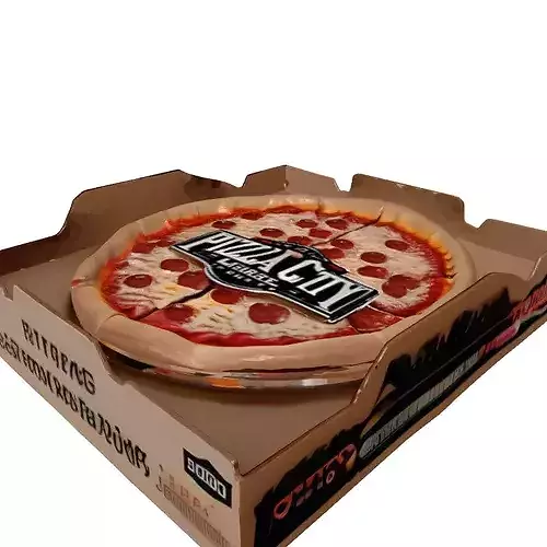 Pepperoni Pizza and Delivery Box 3D model 3