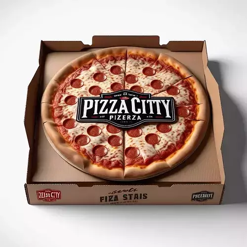 Pepperoni Pizza and Delivery Box 3D model