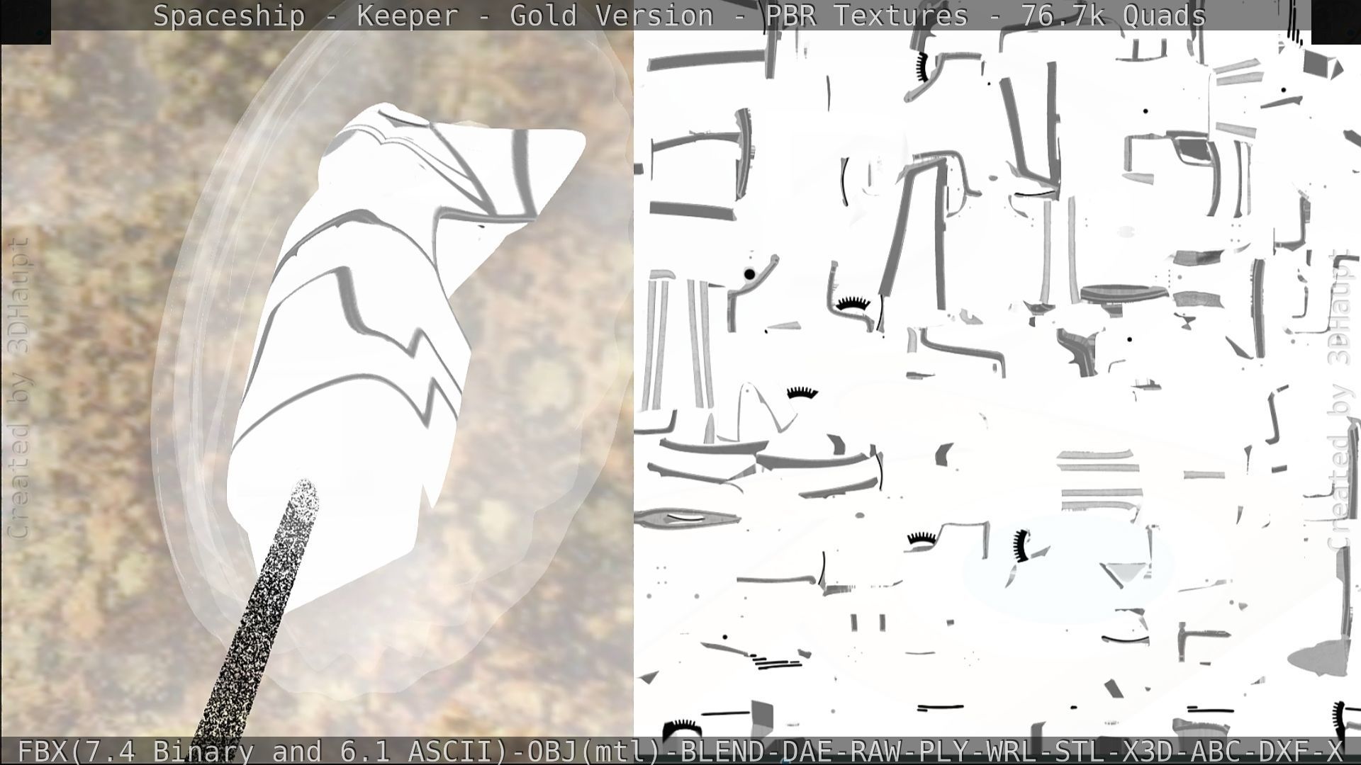 Spaceship - Keeper - Gold Version 3D model_253