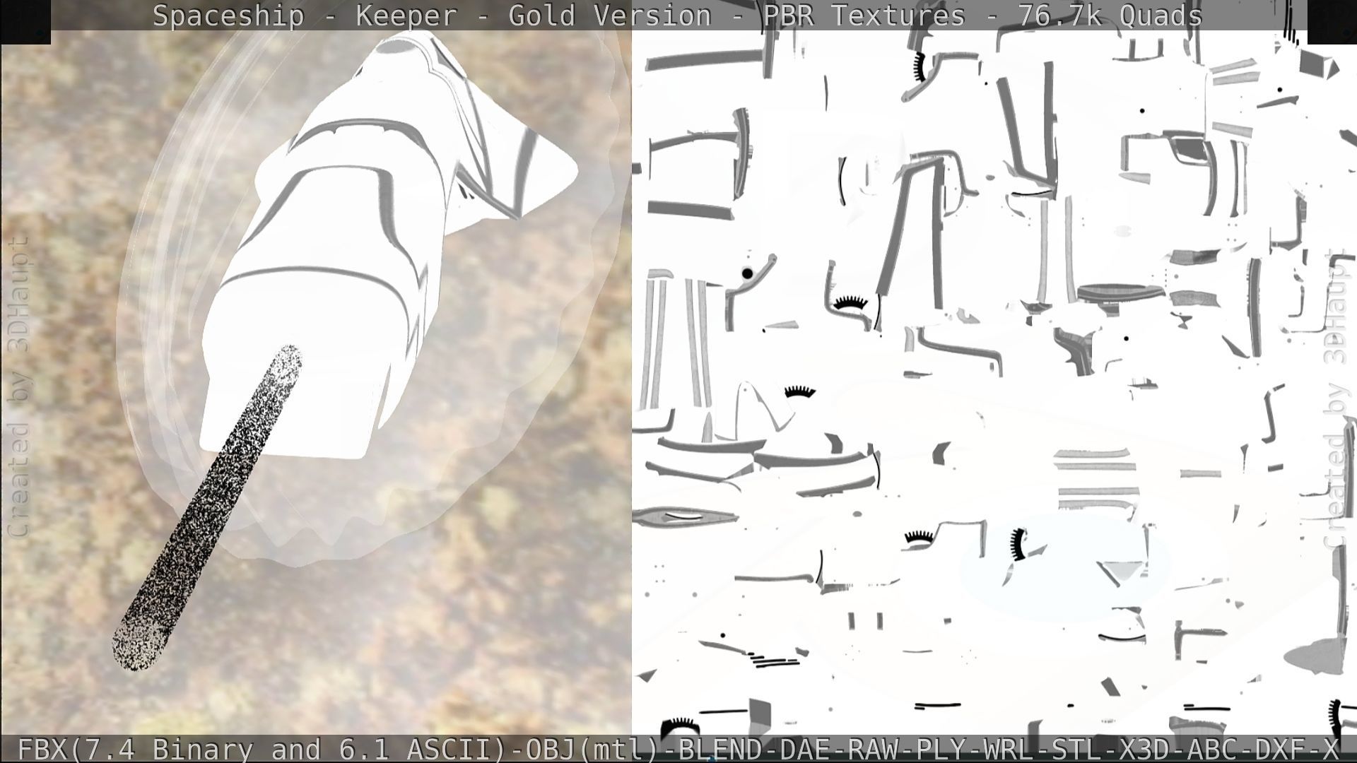 Spaceship - Keeper - Gold Version 3D model_252