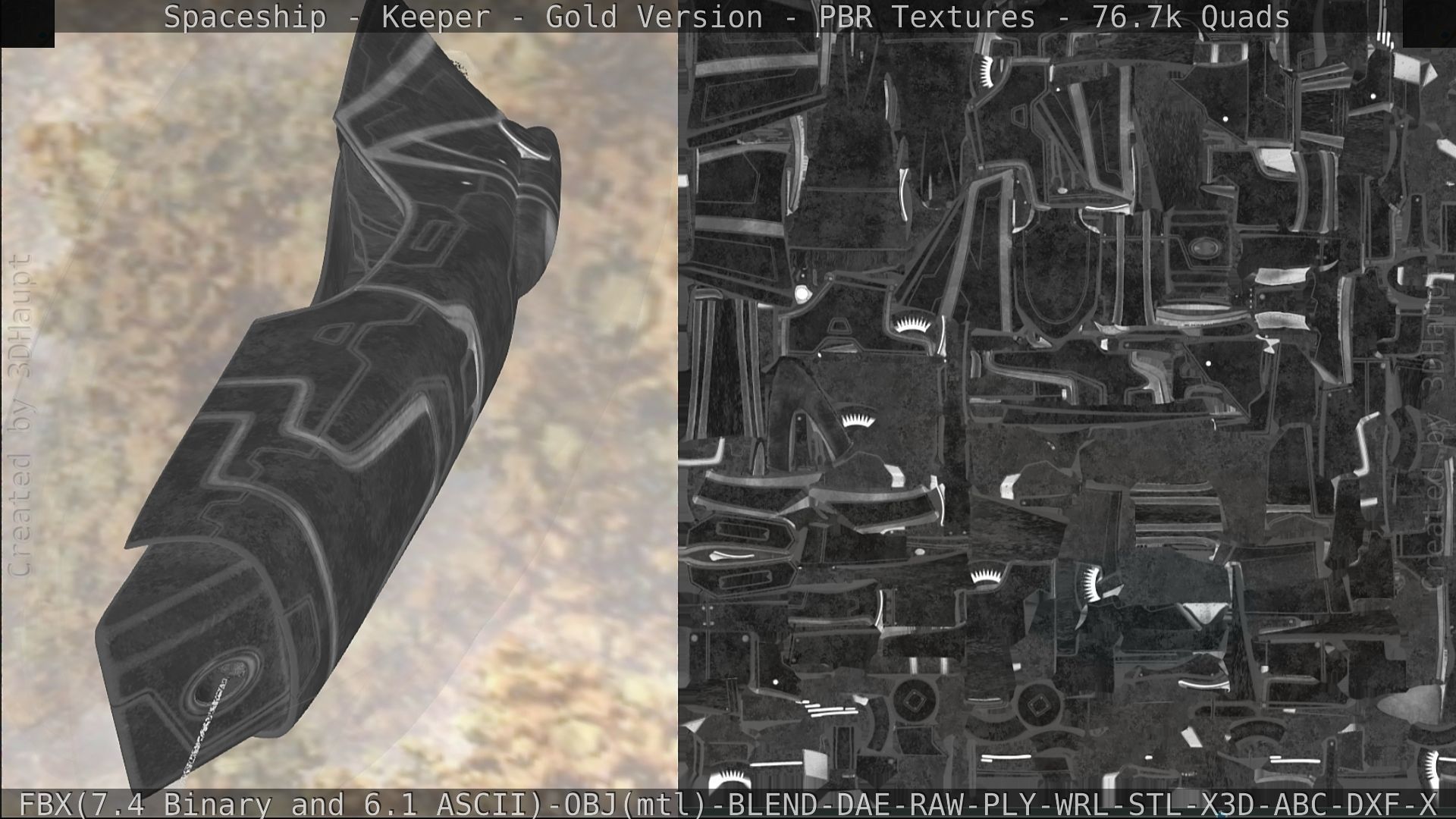 Spaceship - Keeper - Gold Version 3D model_264