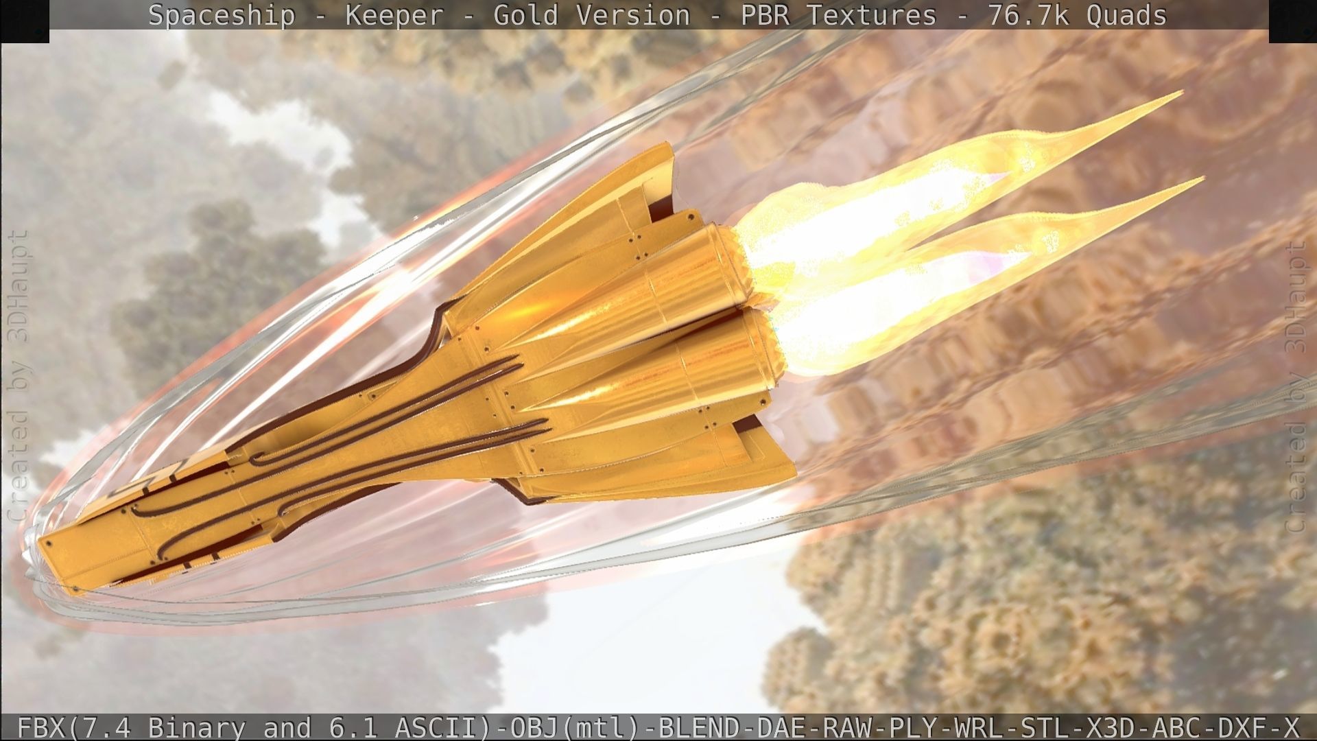 Spaceship - Keeper - Gold Version 3D model_444