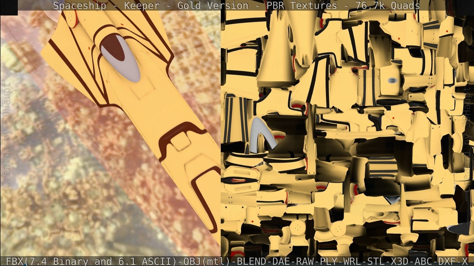 Spaceship - Keeper - Gold Version 3D model_234