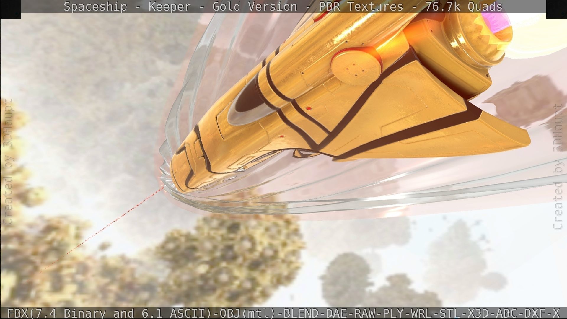 Spaceship - Keeper - Gold Version 3D model_400