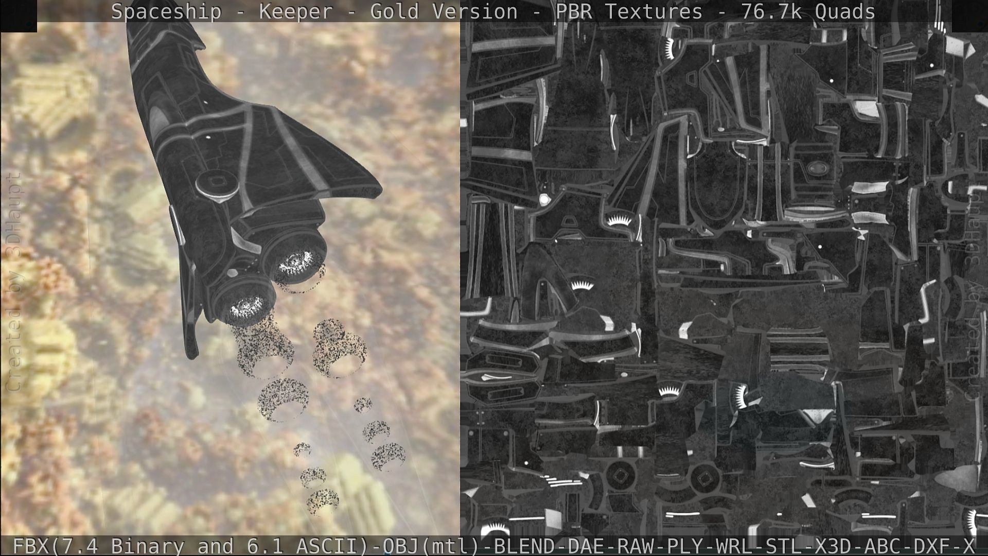 Spaceship - Keeper - Gold Version 3D model_290