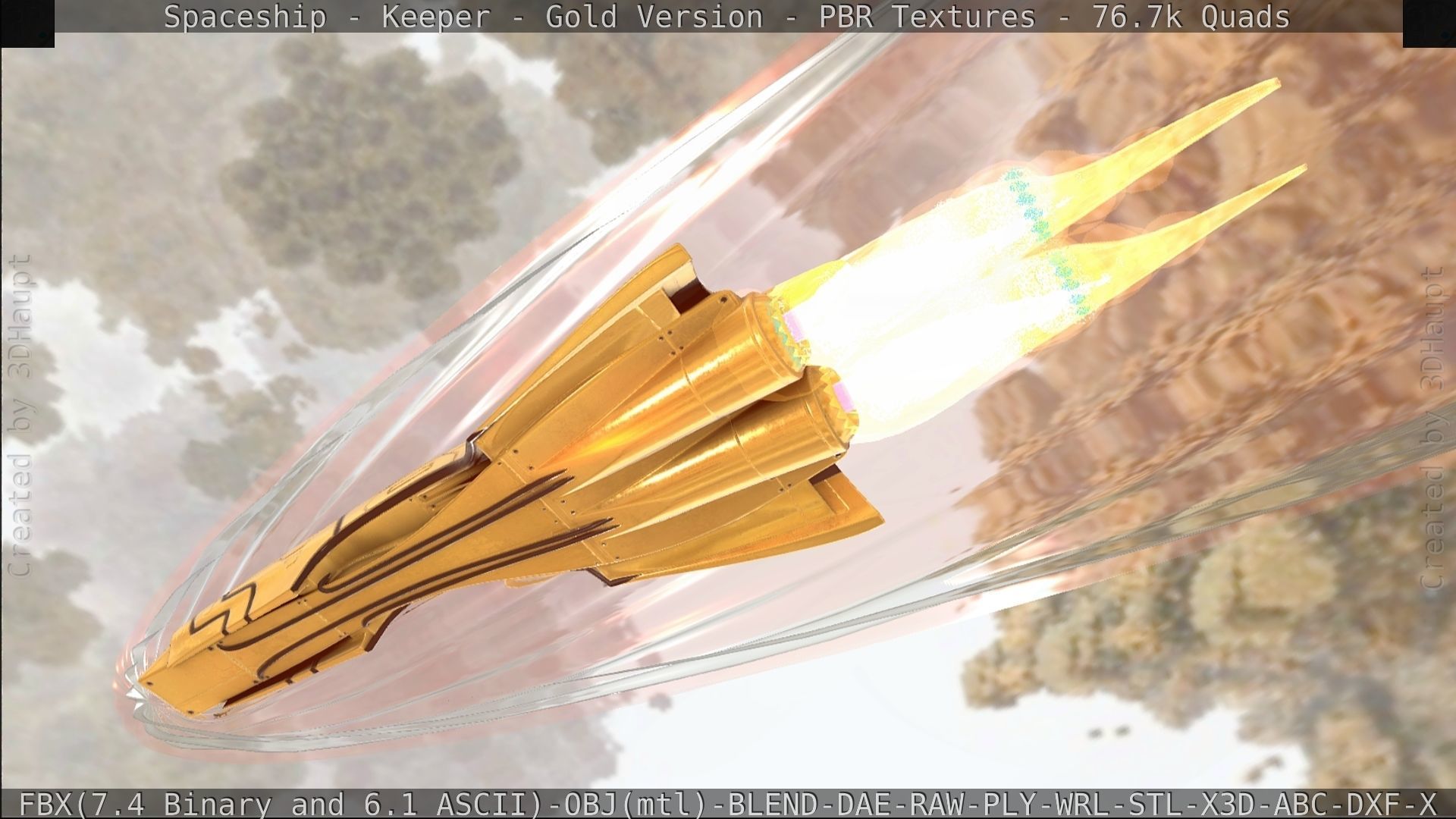 Spaceship - Keeper - Gold Version 3D model_412