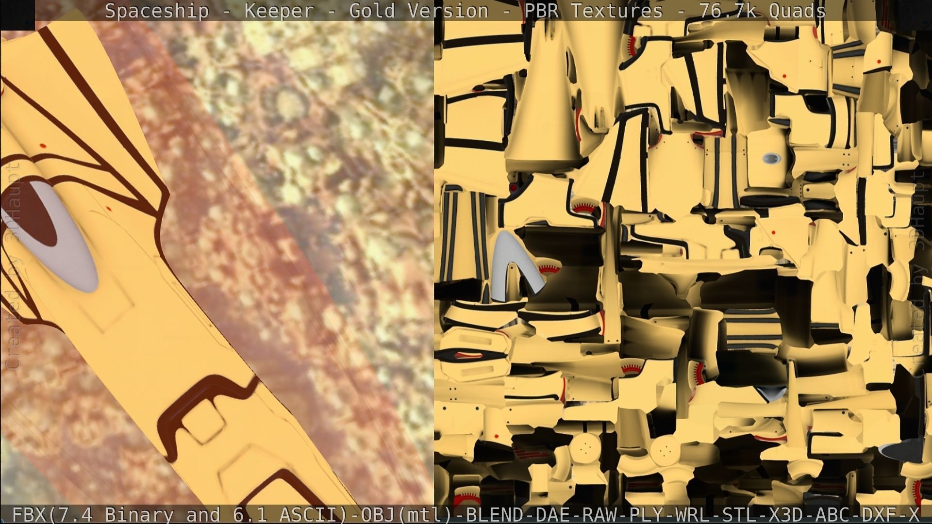 Spaceship - Keeper - Gold Version 3D model_232