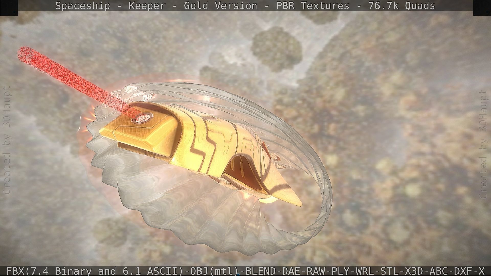 Spaceship - Keeper - Gold Version 3D model_452