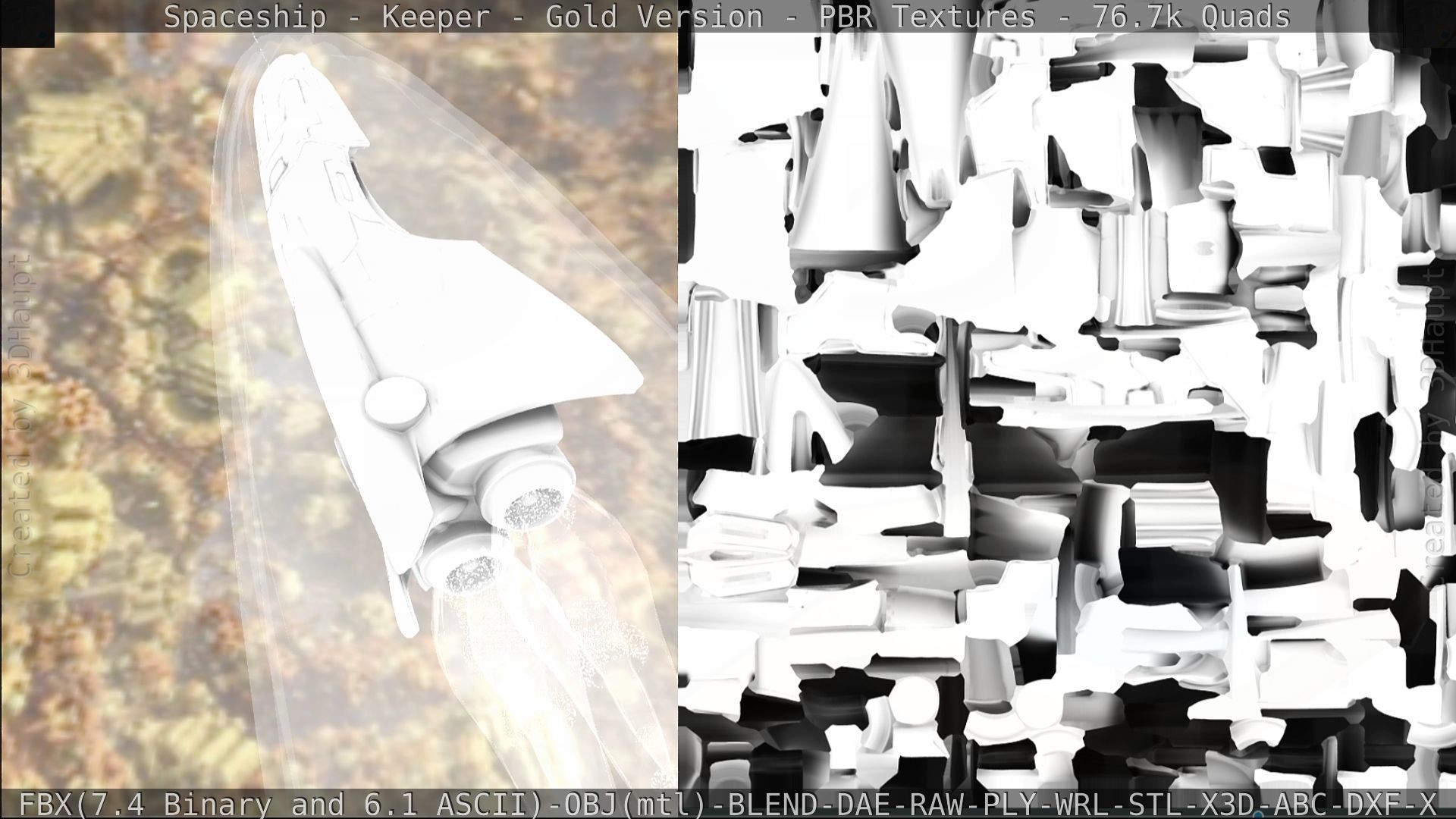 Spaceship - Keeper - Gold Version 3D model_310