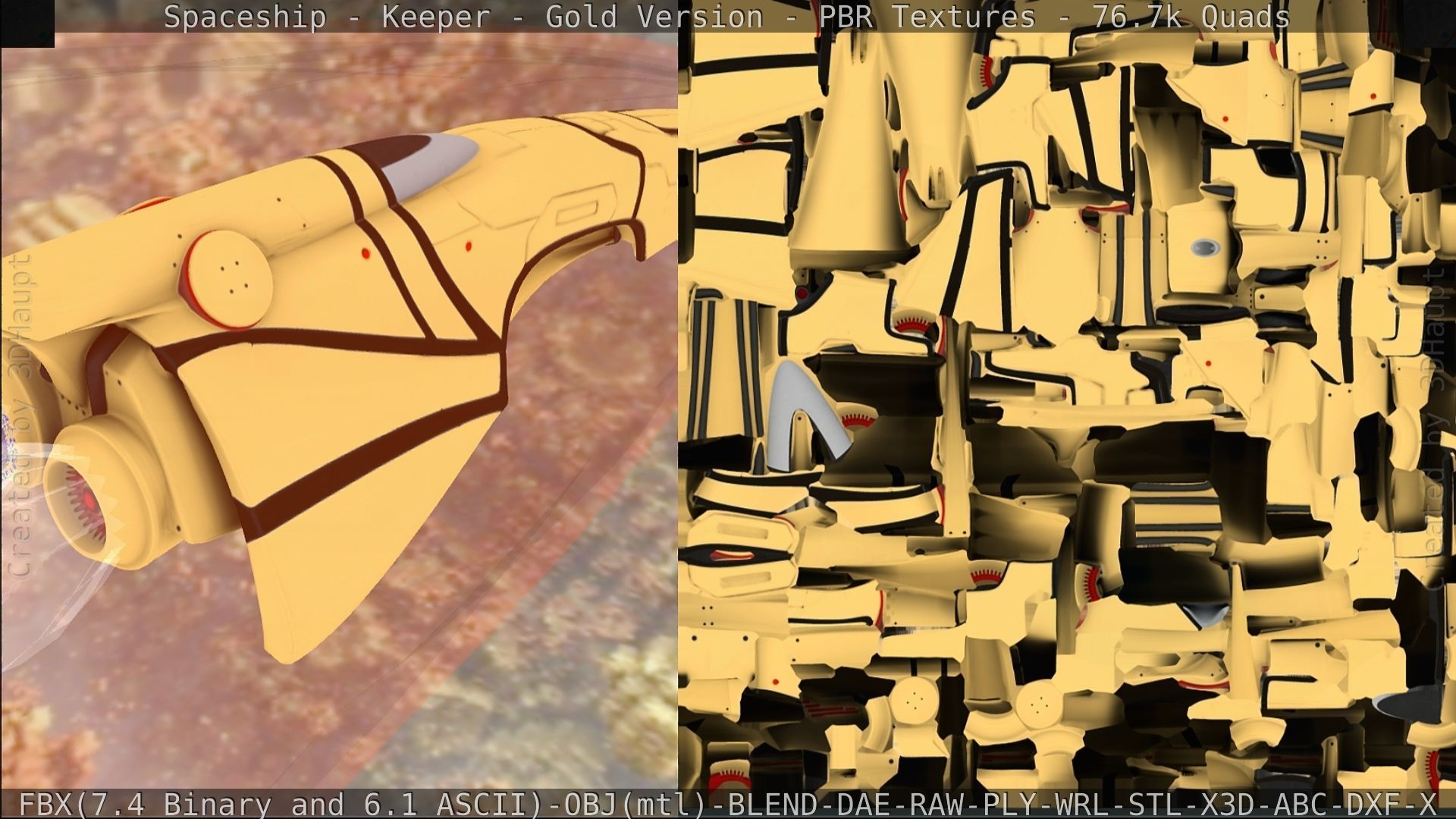 Spaceship - Keeper - Gold Version 3D model_230