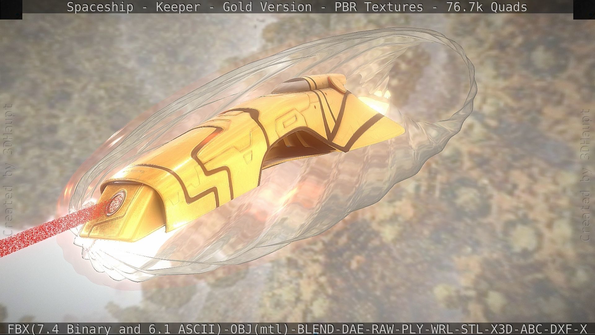 Spaceship - Keeper - Gold Version 3D model_150