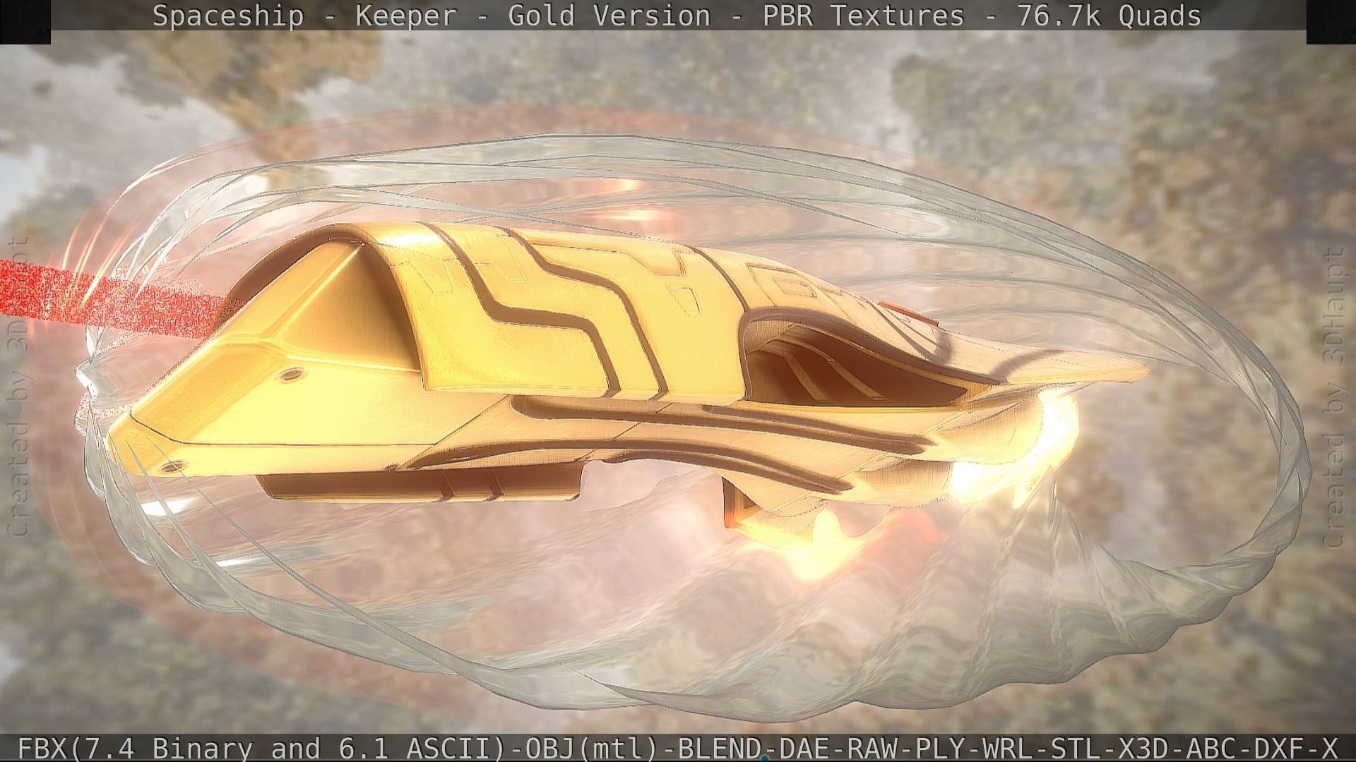 Spaceship - Keeper - Gold Version 3D model_28