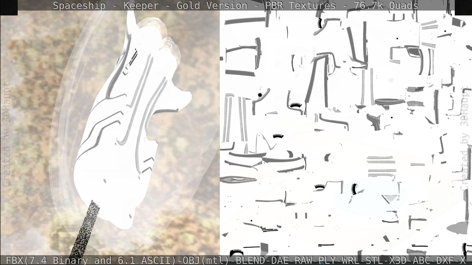 Spaceship - Keeper - Gold Version 3D model_259