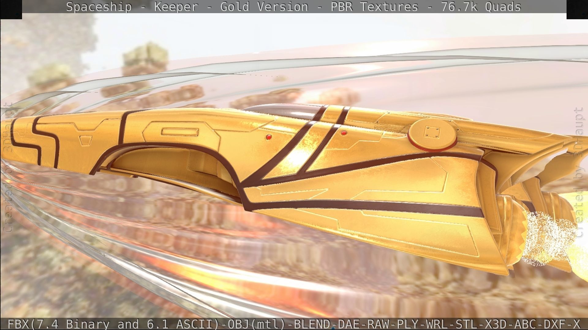 Spaceship - Keeper - Gold Version 3D model_434