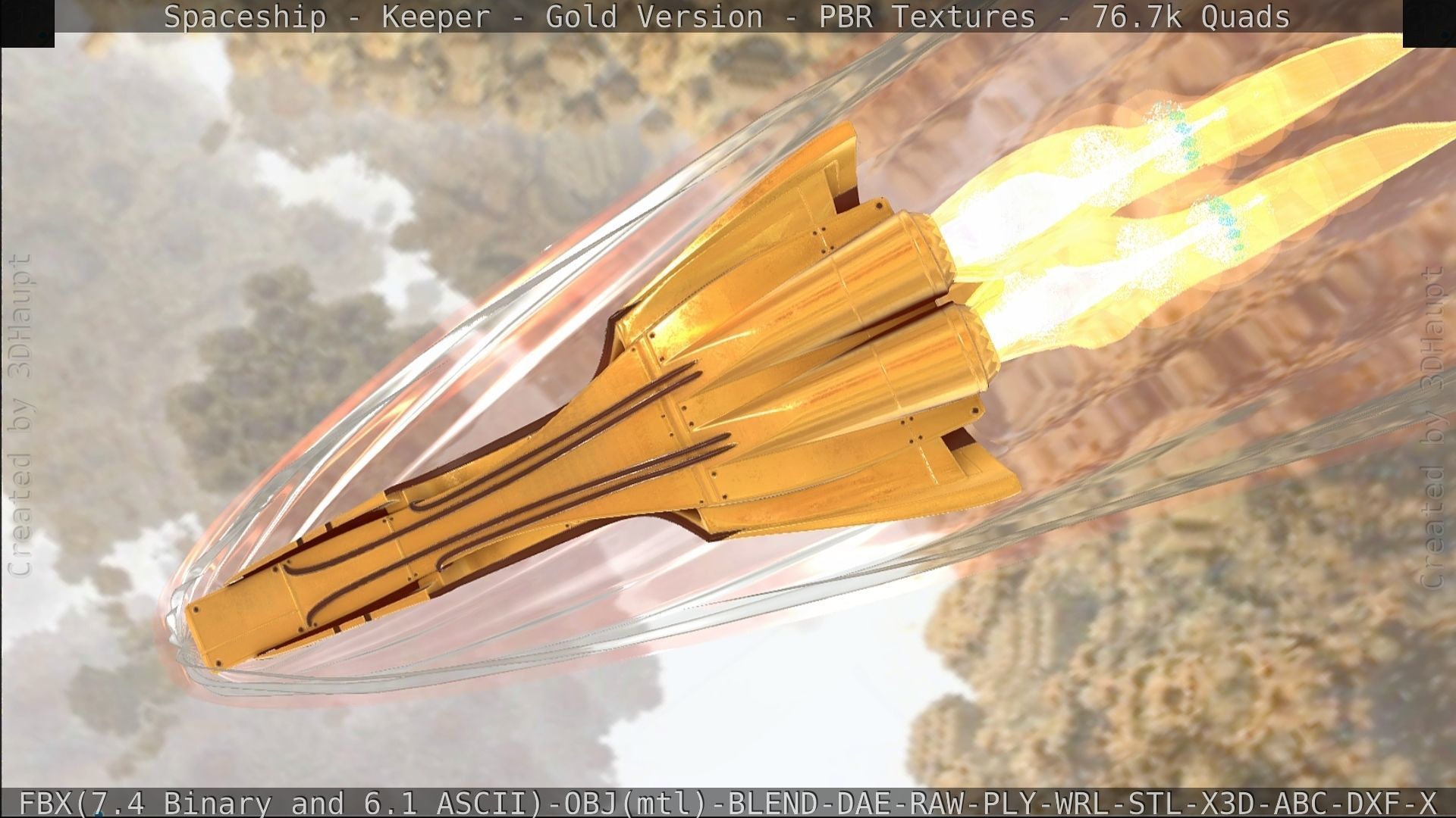 Spaceship - Keeper - Gold Version 3D model_415