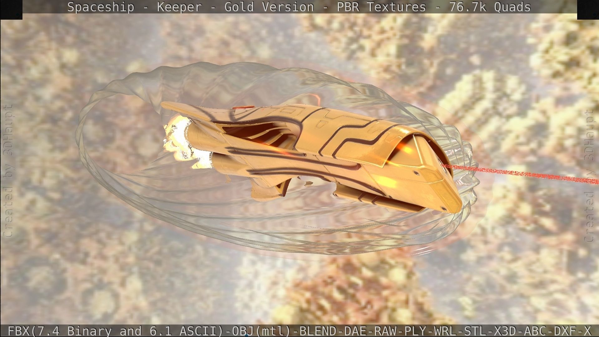 Spaceship - Keeper - Gold Version 3D model_385