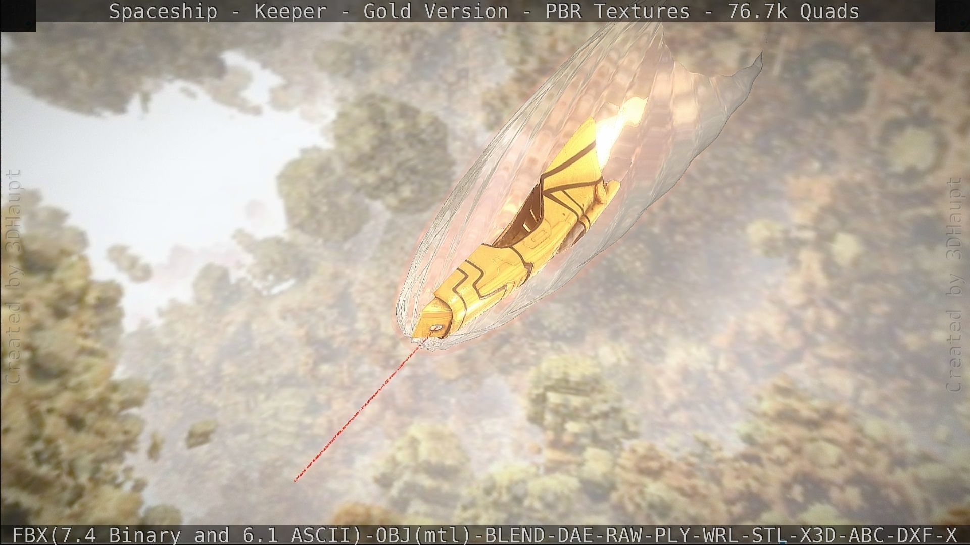 Spaceship - Keeper - Gold Version 3D model_359