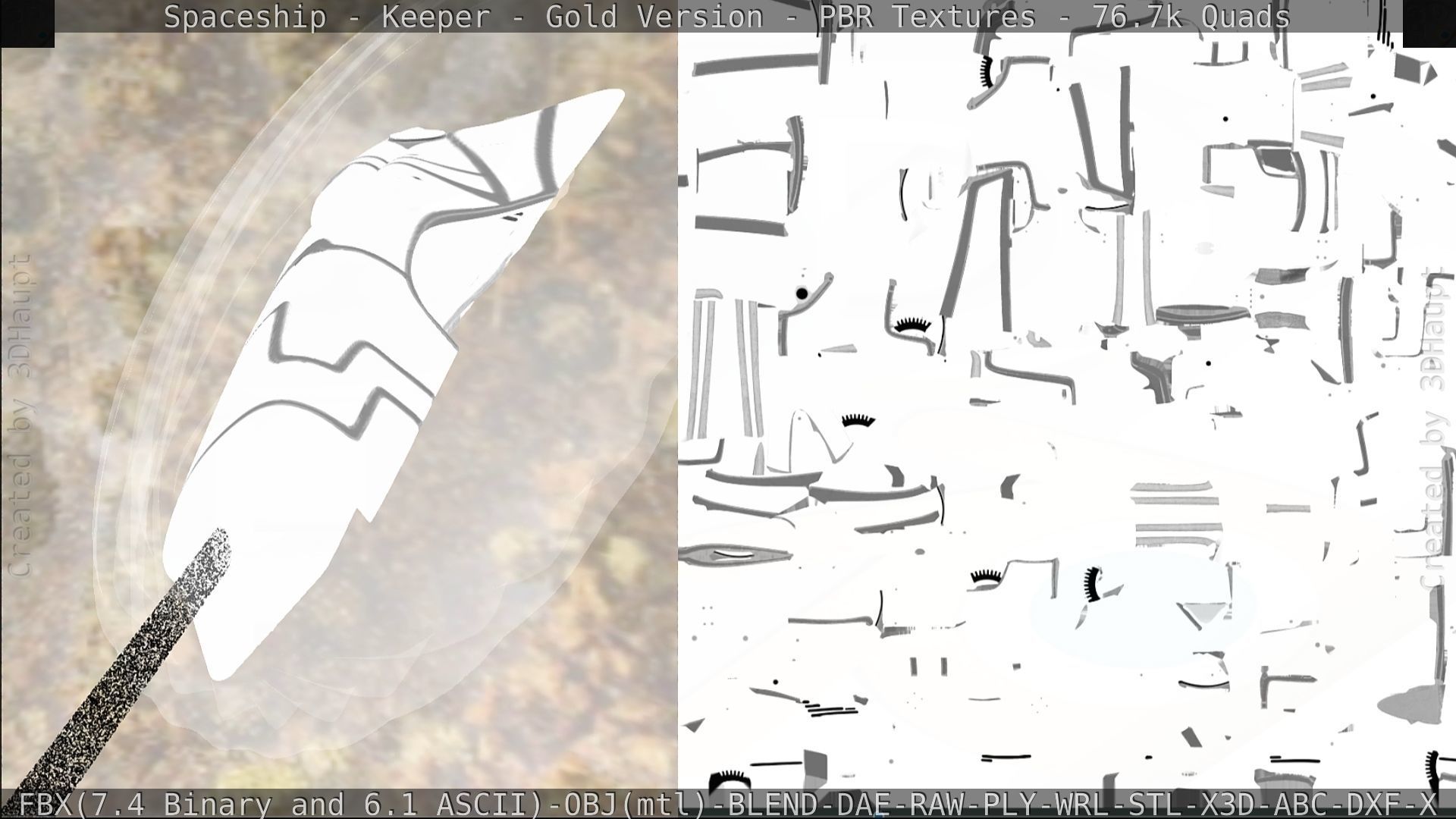 Spaceship - Keeper - Gold Version 3D model_256