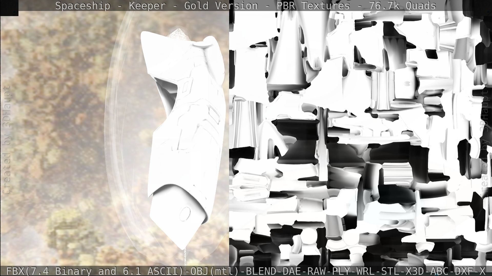 Spaceship - Keeper - Gold Version 3D model_352