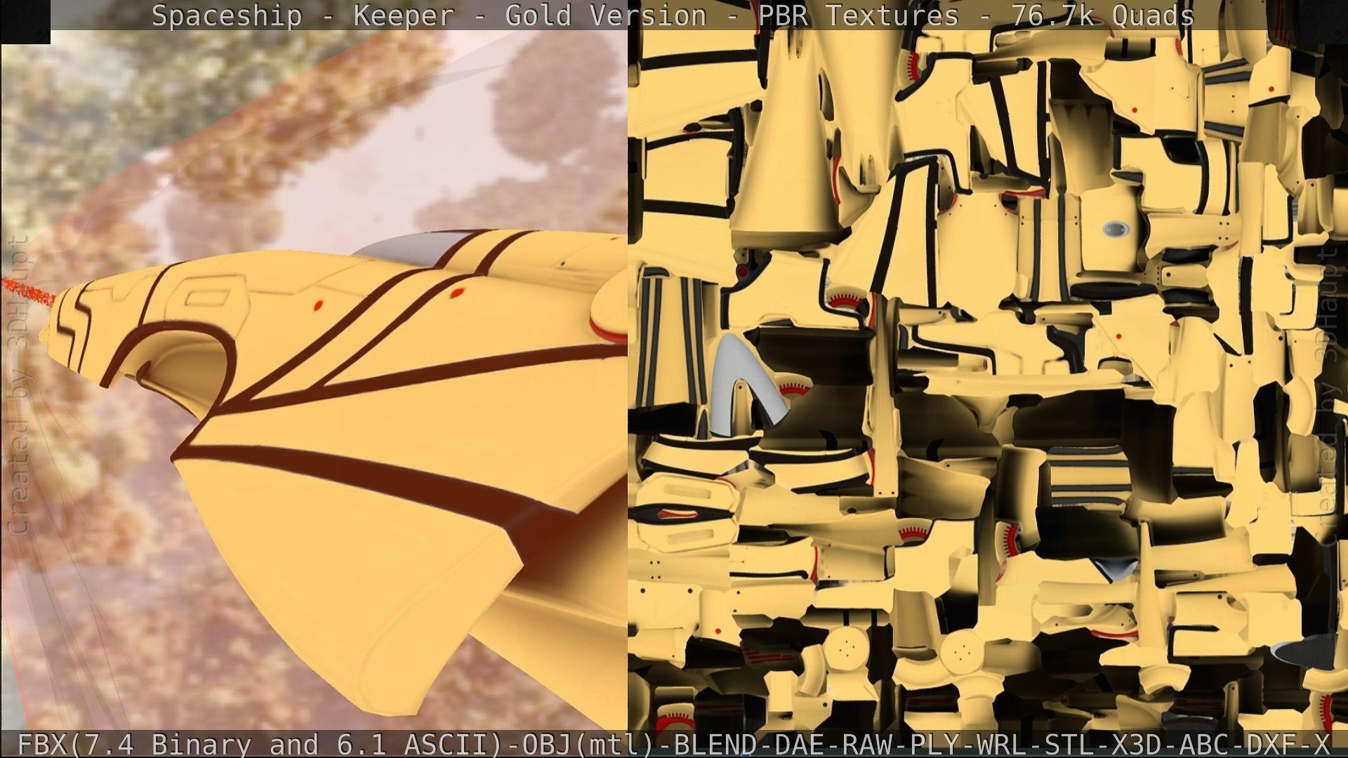 Spaceship - Keeper - Gold Version 3D model_212