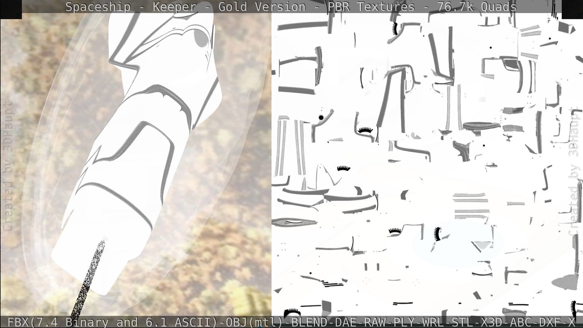 Spaceship - Keeper - Gold Version 3D model_249