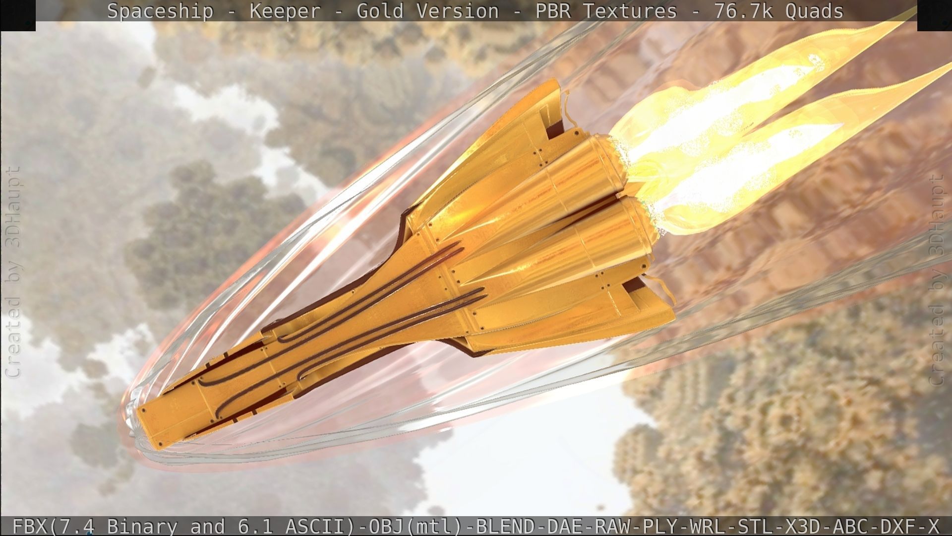 Spaceship - Keeper - Gold Version 3D model_416