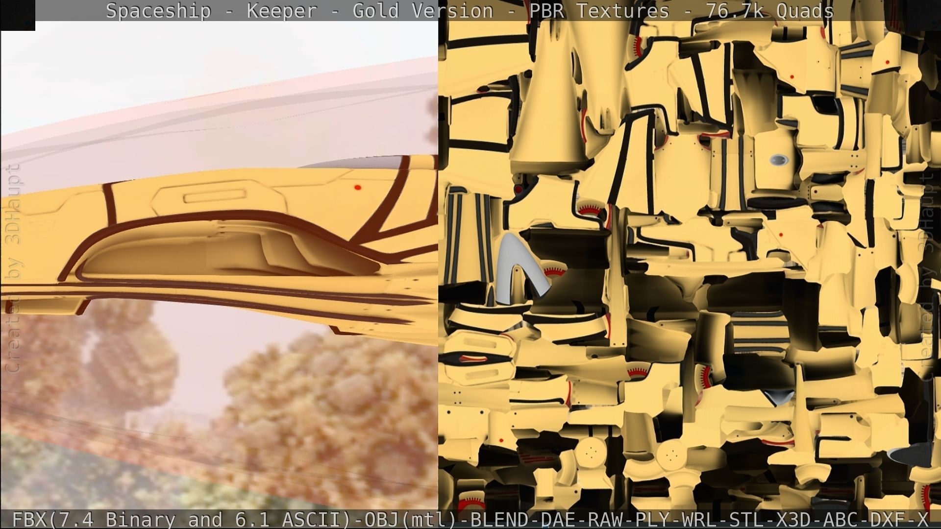 Spaceship - Keeper - Gold Version 3D model_456