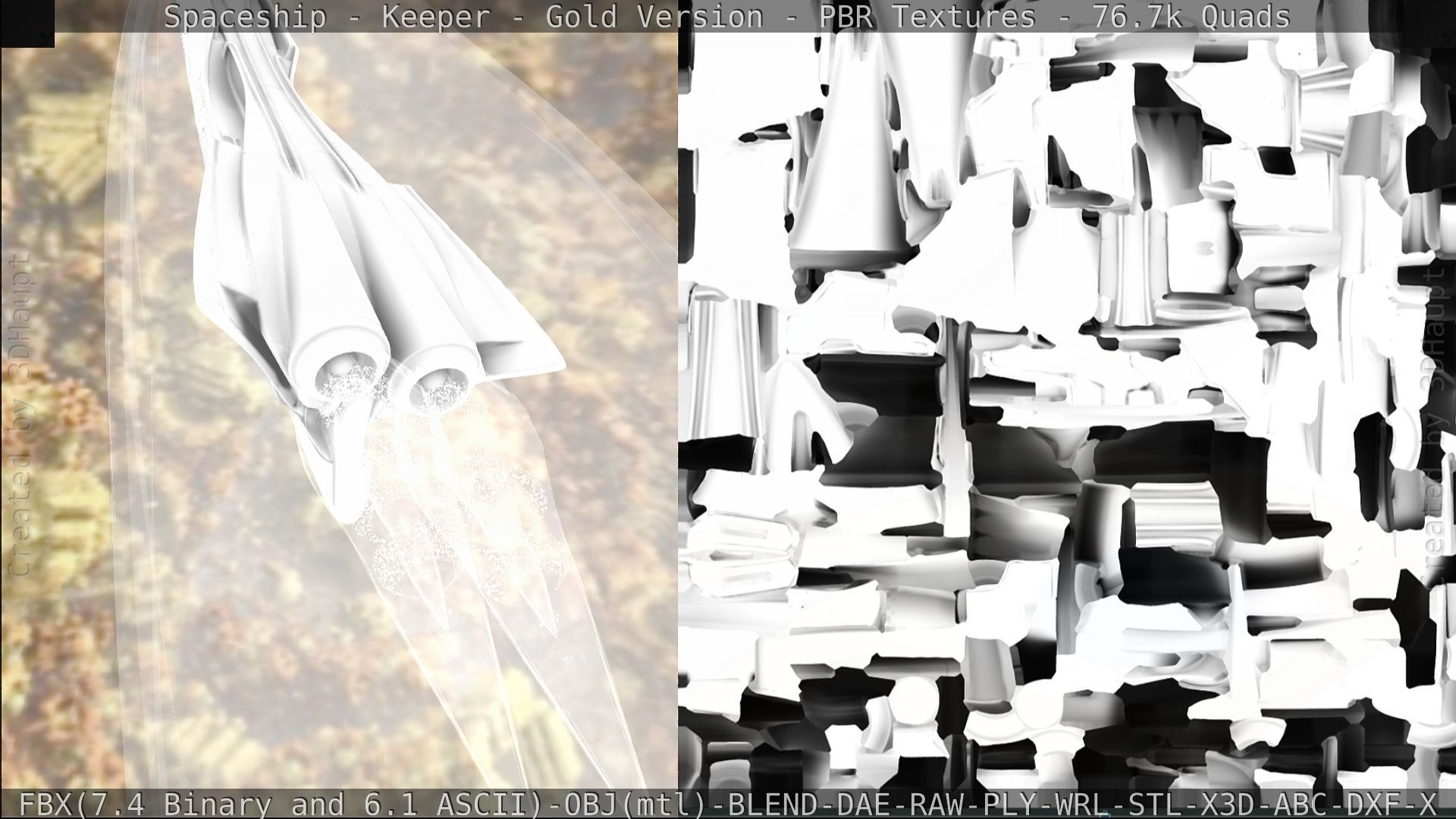 Spaceship - Keeper - Gold Version 3D model_304