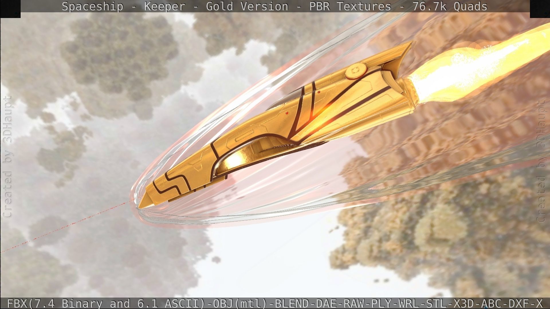 Spaceship - Keeper - Gold Version 3D model_404