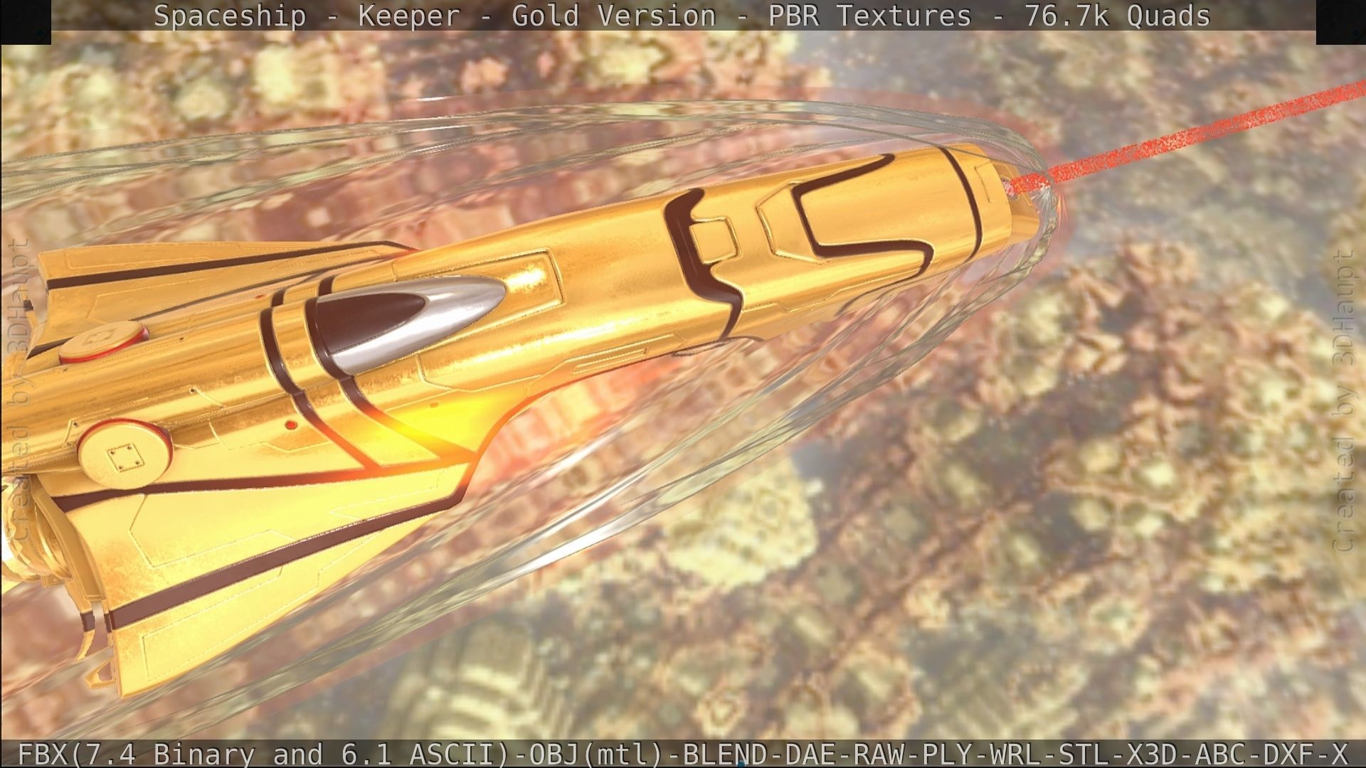 Spaceship - Keeper - Gold Version 3D model_390