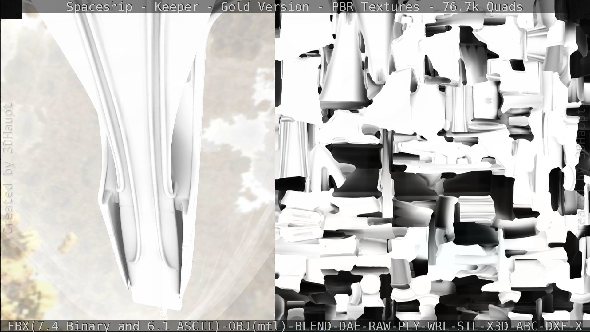 Spaceship - Keeper - Gold Version 3D model_338