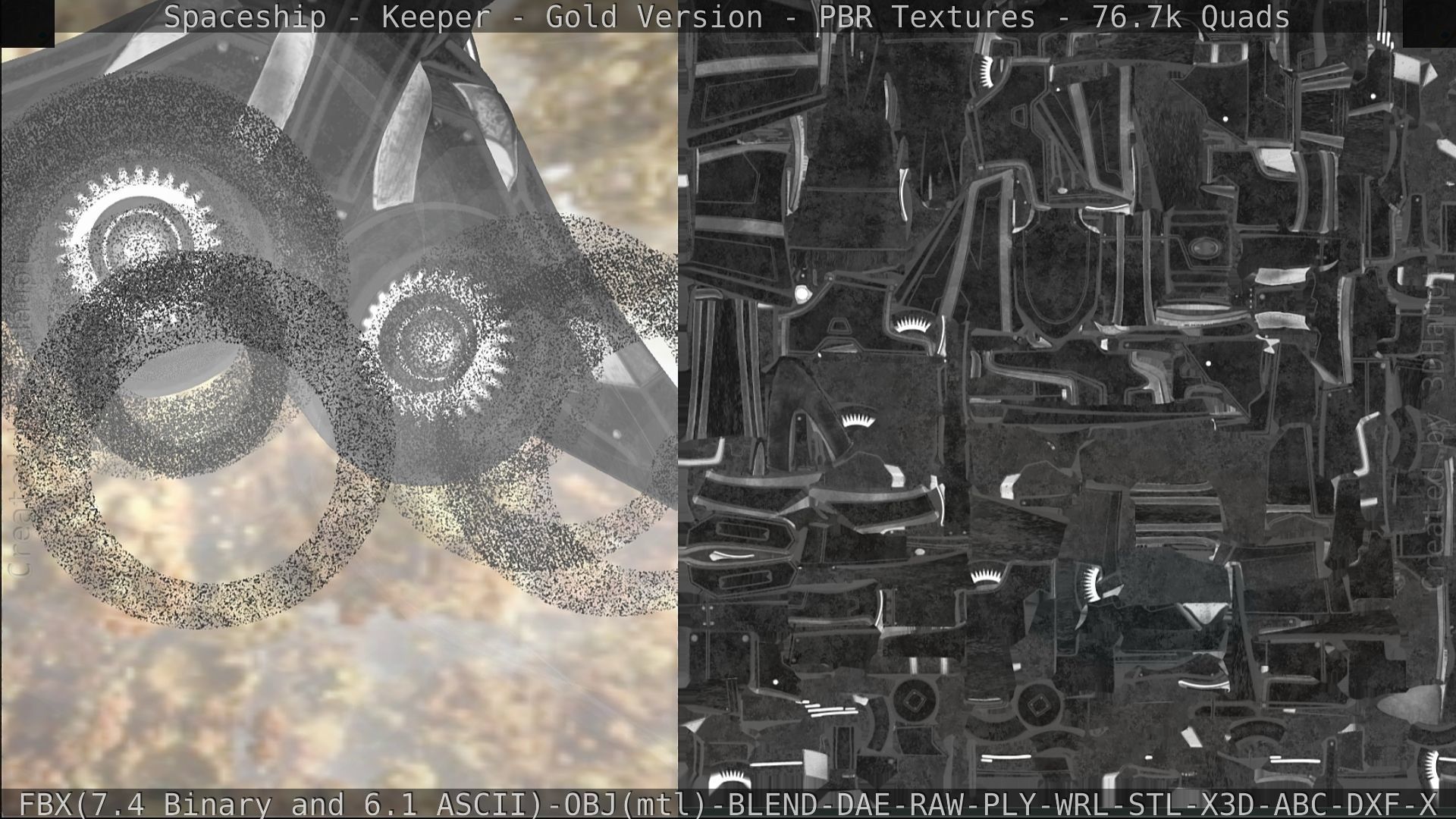 Spaceship - Keeper - Gold Version 3D model_275