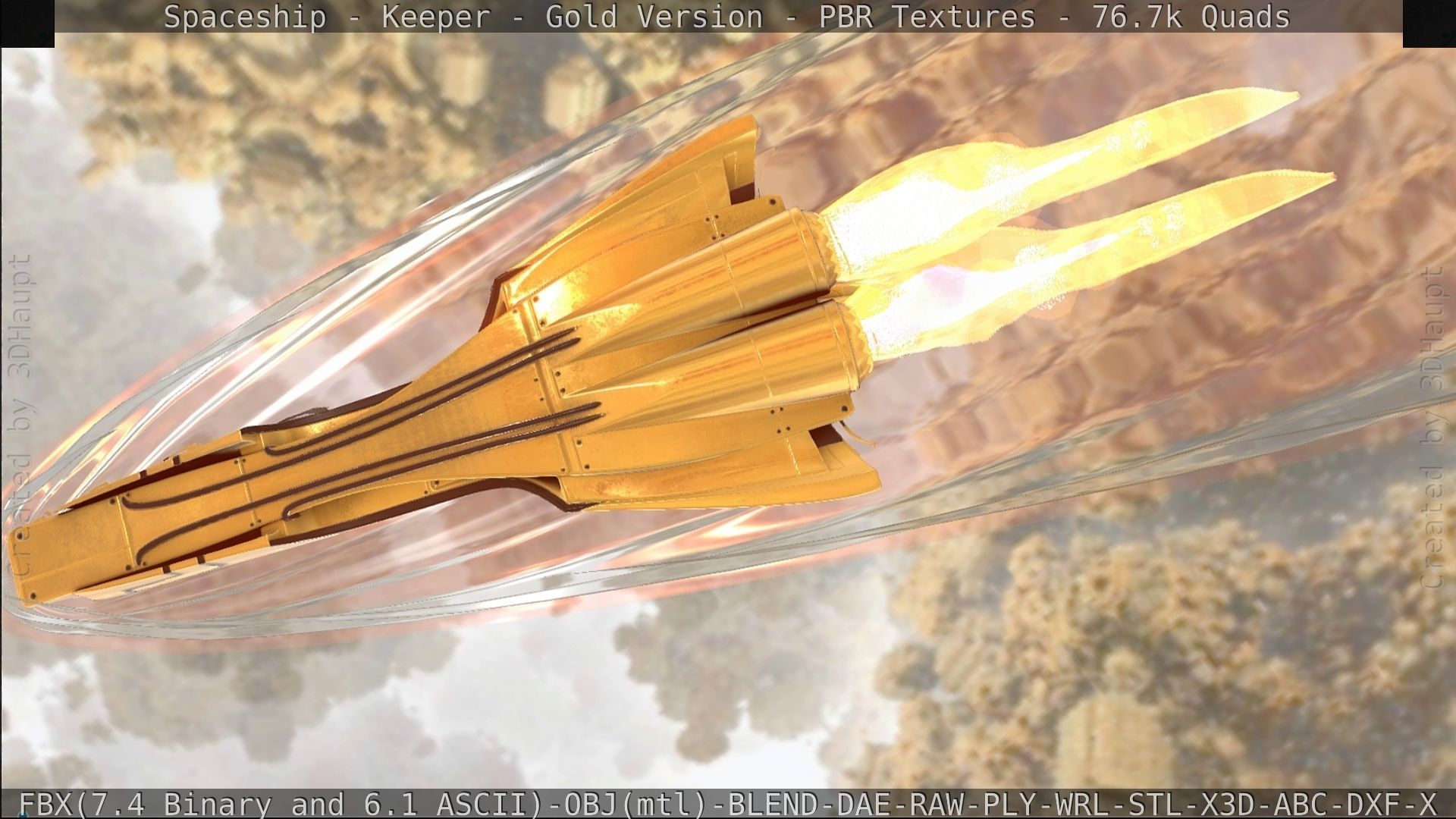 Spaceship - Keeper - Gold Version 3D model_413