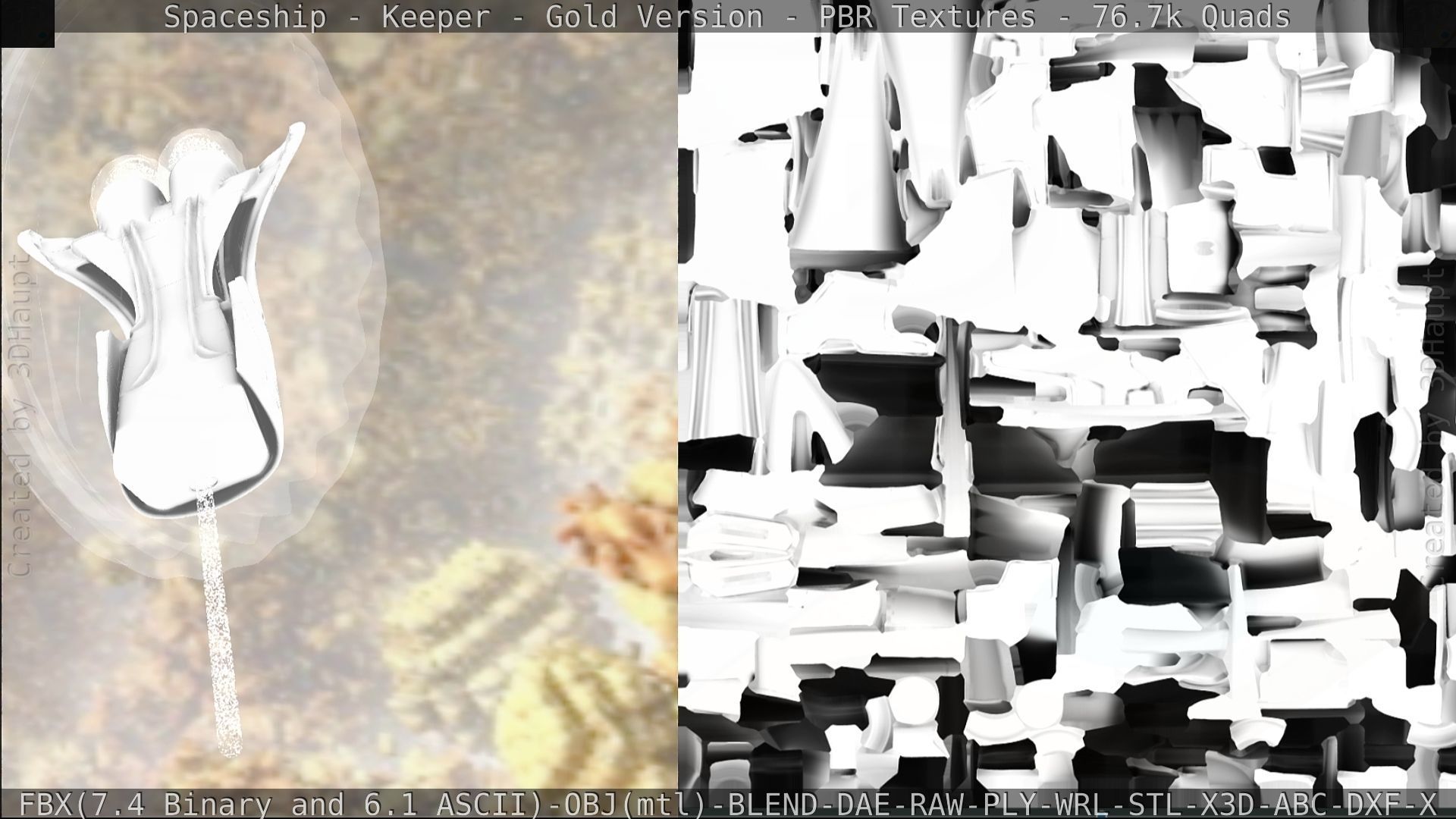 Spaceship - Keeper - Gold Version 3D model_347