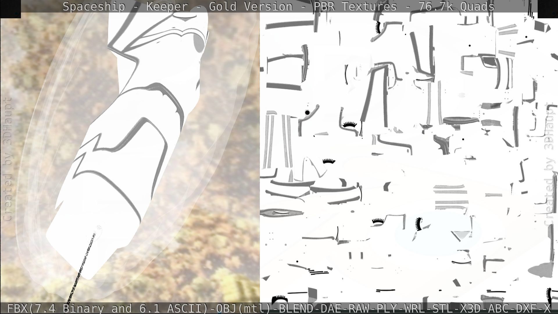 Spaceship - Keeper - Gold Version 3D model_247