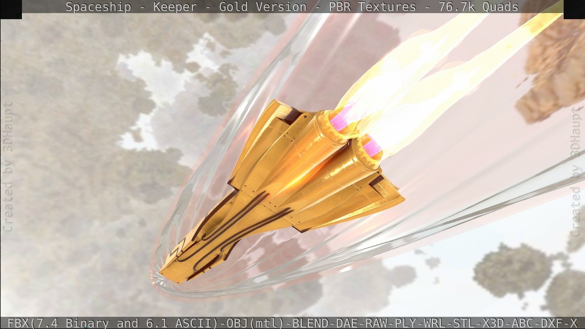 Spaceship - Keeper - Gold Version 3D model_419