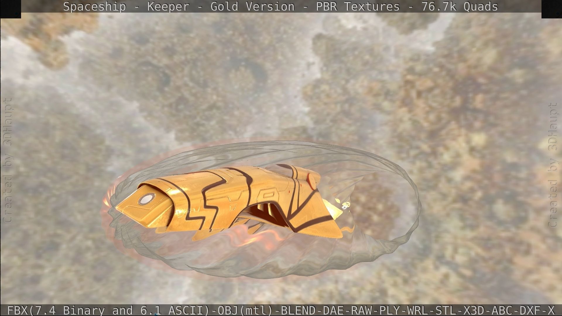 Spaceship - Keeper - Gold Version 3D model_423