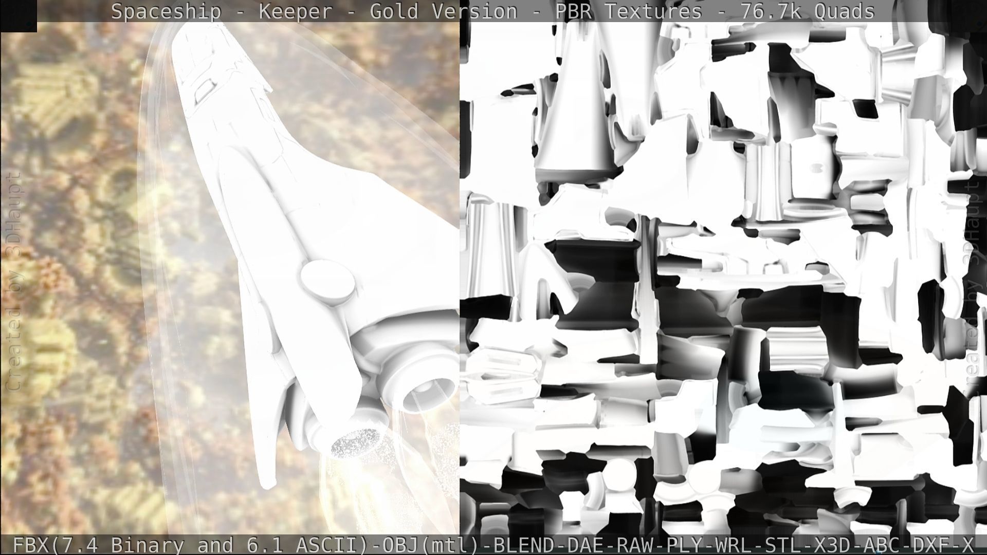 Spaceship - Keeper - Gold Version 3D model_309