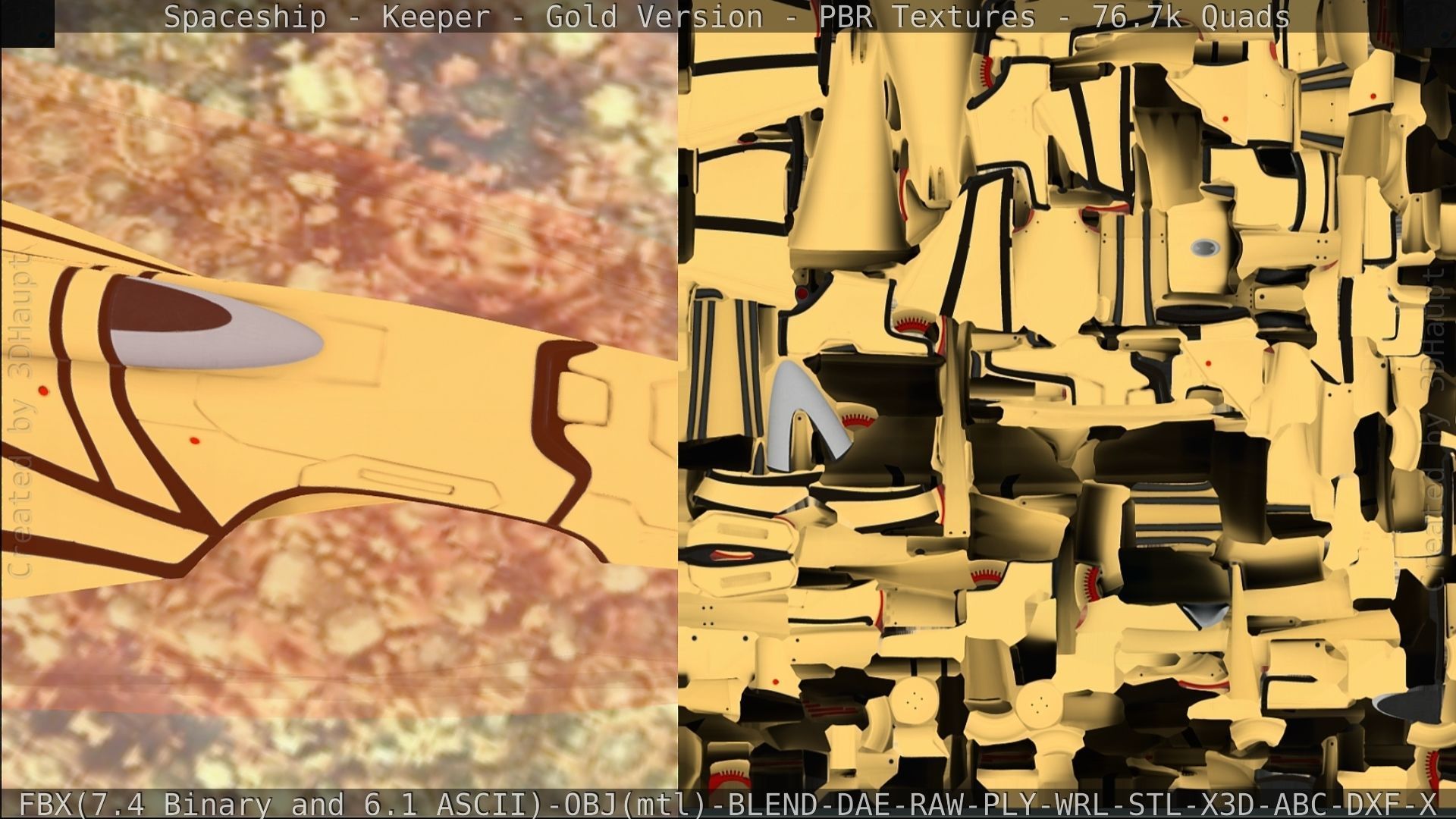 Spaceship - Keeper - Gold Version 3D model_231