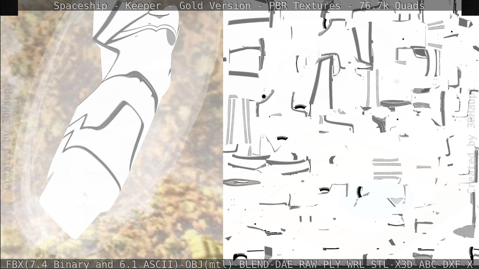 Spaceship - Keeper - Gold Version 3D model_246