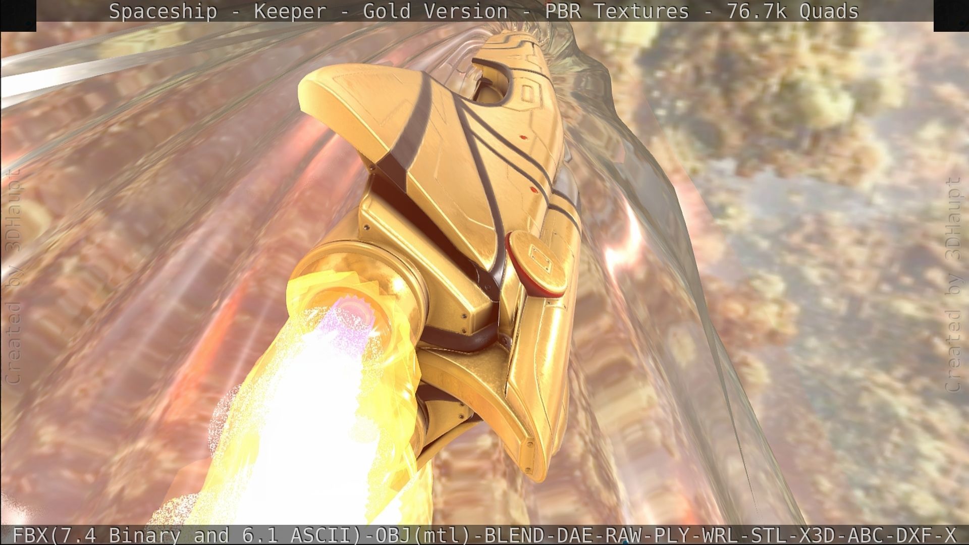 Spaceship - Keeper - Gold Version 3D model_438